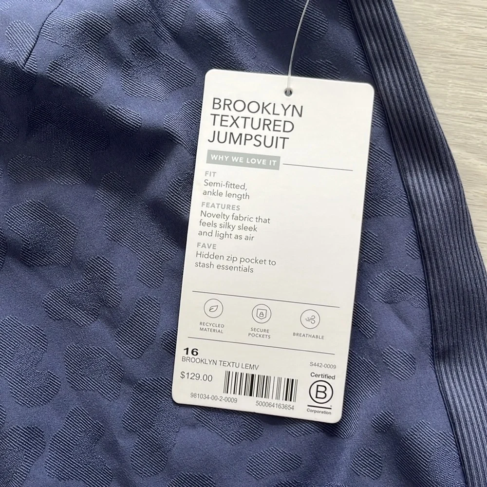 Athleta NWT Brooklyn‎ Textured Jumpsuit Romper Animal Print Athletic Women’s 16 - Picture 11 of 16